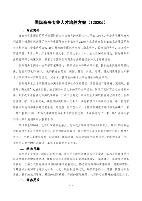 国际商务专业人才培养方案