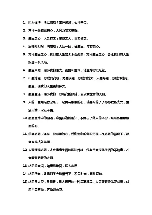 关于感恩的优美短句