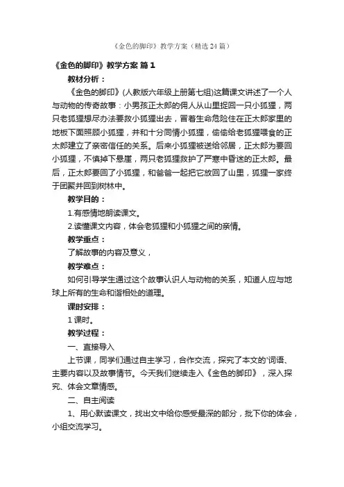 《金色的脚印》教学方案（精选24篇）