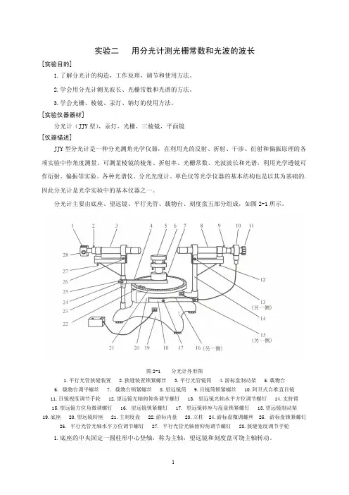 用分光计测光栅常数和光波的波长