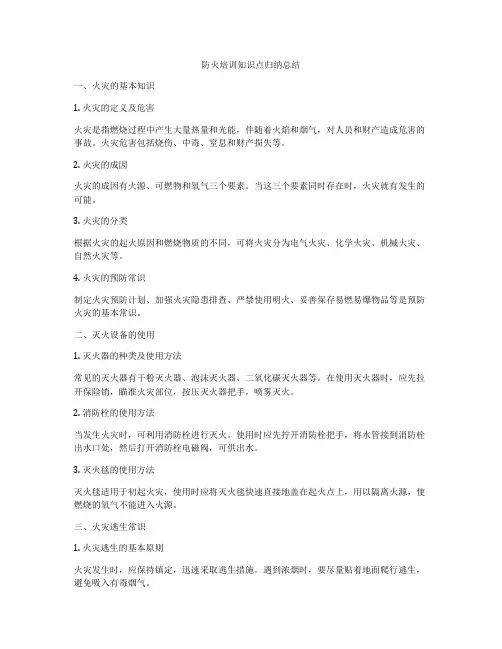 防火培训知识点归纳总结