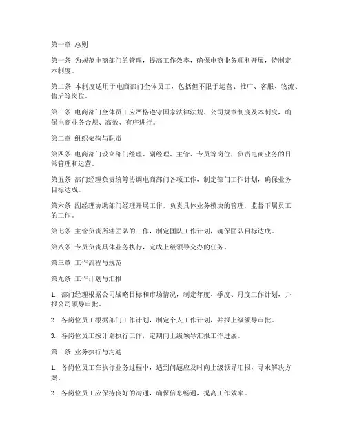 电商部门日常管理制度