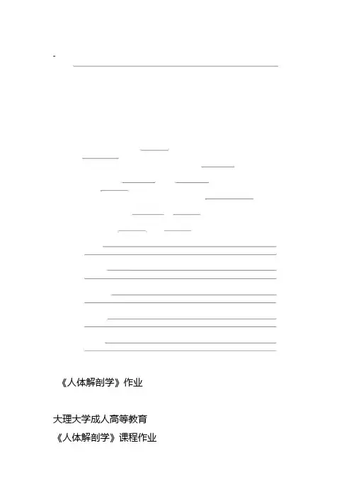 《人体解剖学》19专升本护理第一学期作业【期末考试题库】-(30076)