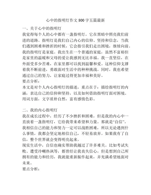 心中的指明灯作文800字五篇最新