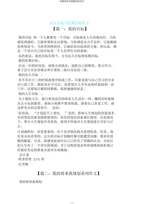 长期目标与短期目标作文