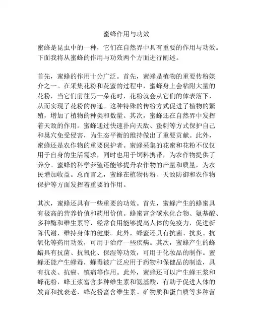 蜜蜂作用与功效