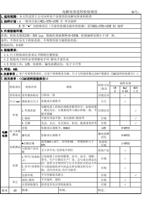 电解电容检验规范