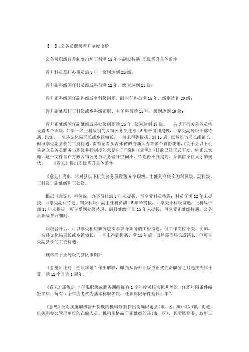 公务员职级晋升细则范文