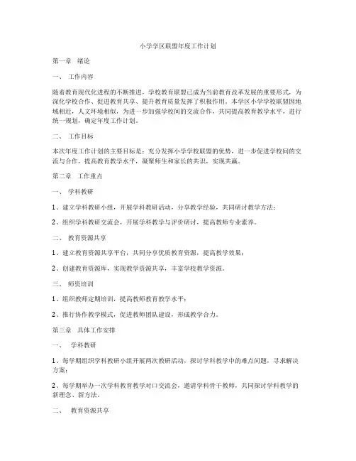 小学学区联盟年度工作计划