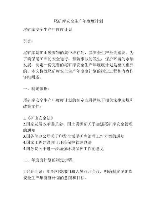尾矿库安全生产年度度计划