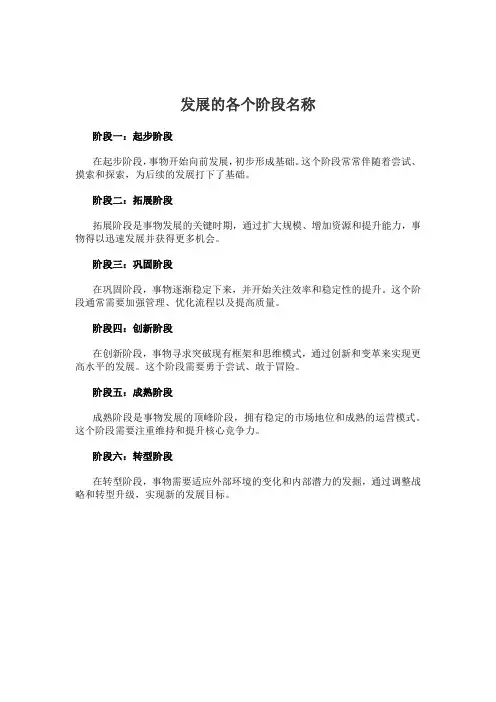 发展的各个阶段名称