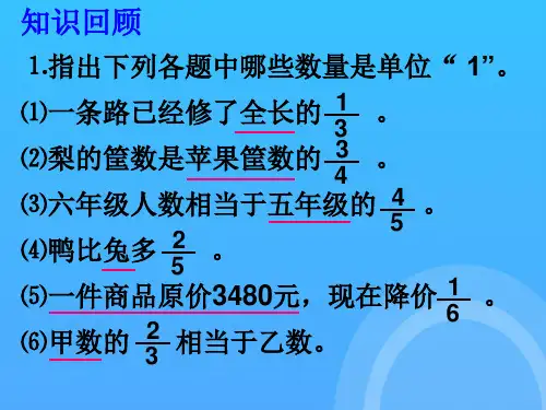 分数乘除法应用题的对比优秀PPT课件