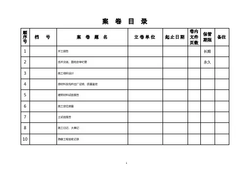 工程监理档案资料案卷目录