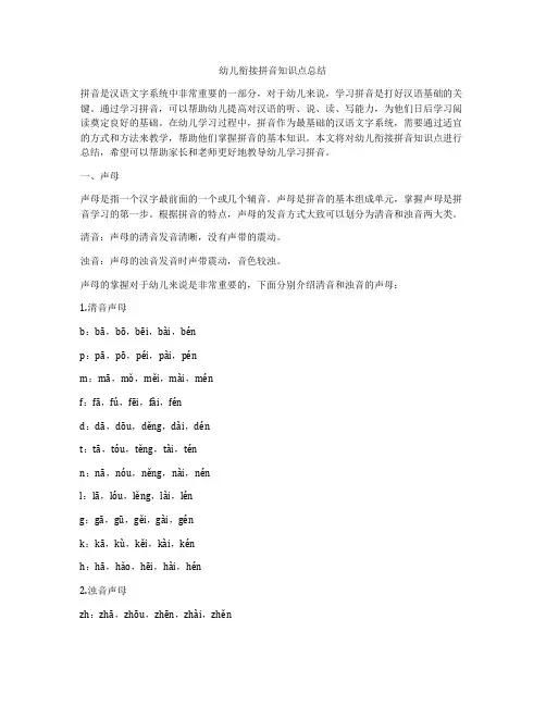 幼儿衔接拼音知识点总结