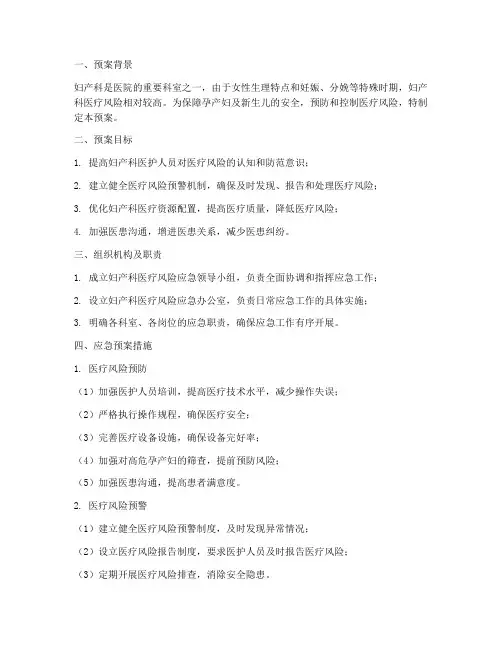 妇产科医疗风险应急预案