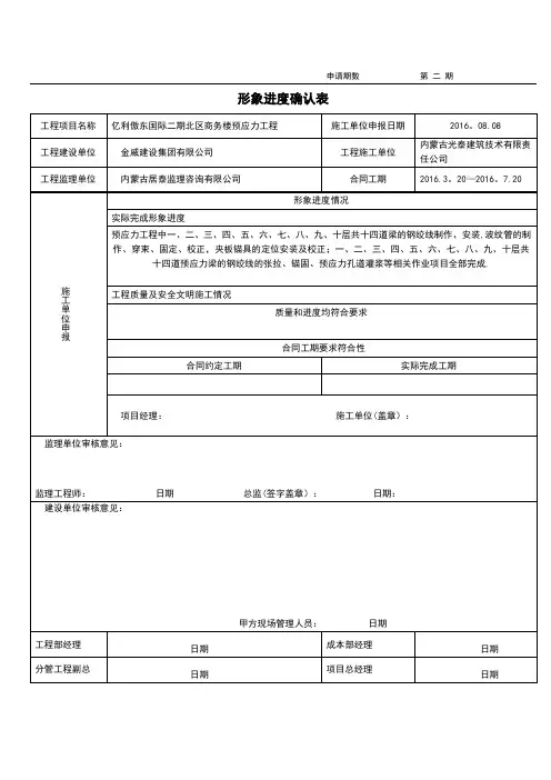 形象进度确认单(审核前)