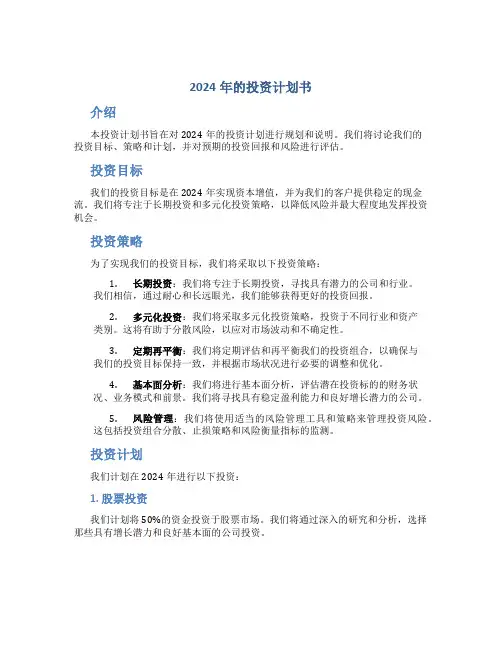 2024年的投资计划书