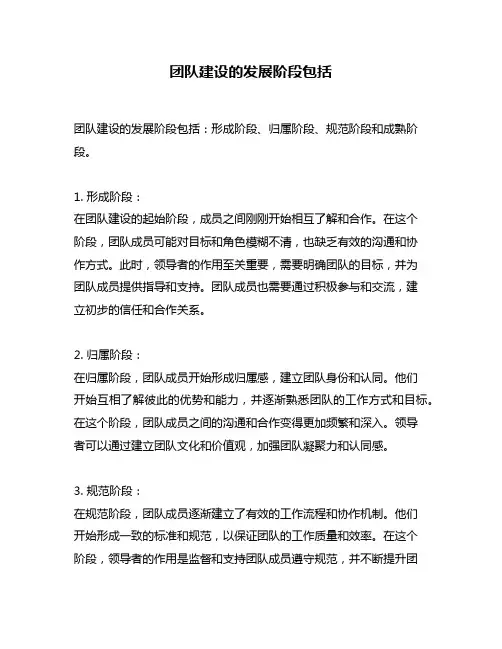 团队建设的发展阶段包括