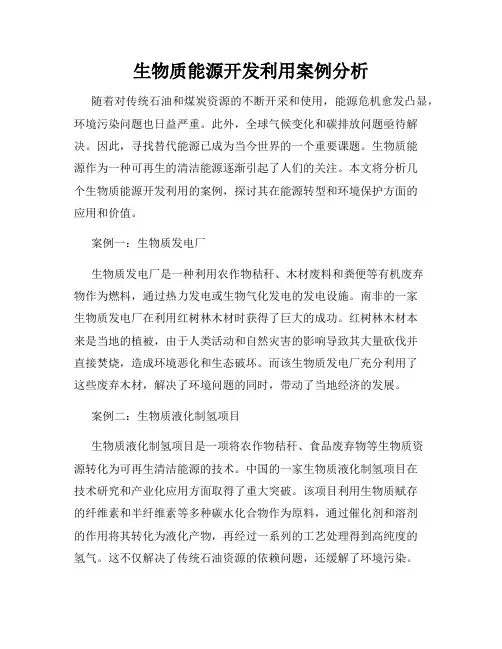 生物质能源开发利用案例分析