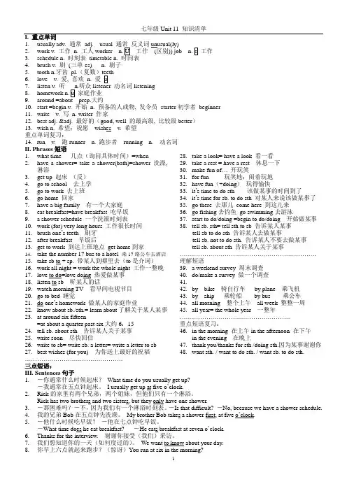 七上Unit11 知识清单-