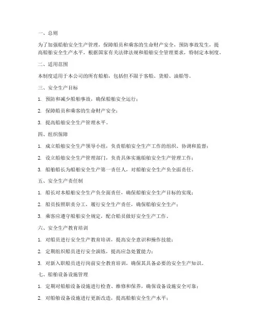 船舶安全生产标准化管理制度