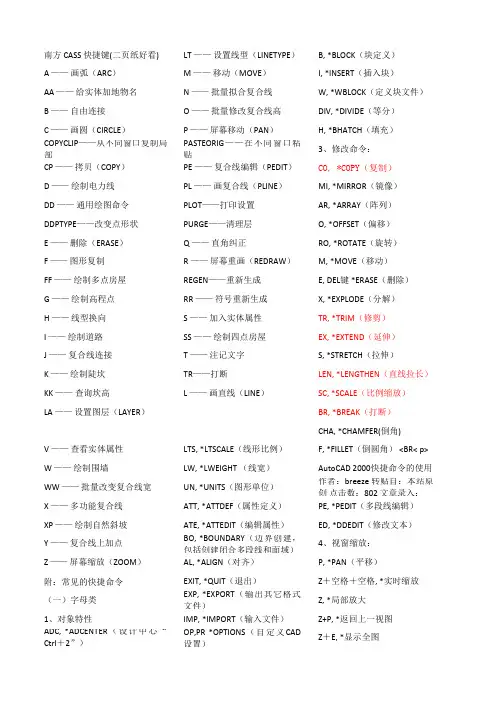 南方CASS常用快捷键