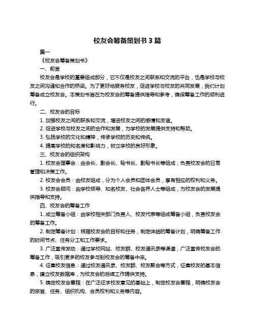 校友会筹备策划书3篇