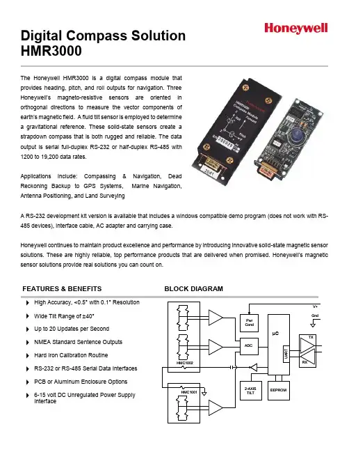 品牌：Honeywell 产品名：HMR3000 型号：HHMR3000 品牌型号说明书