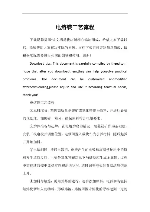 电熔镁工艺流程