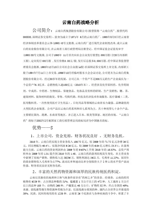 云南白药战略分析