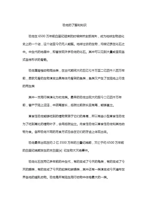 恐龙的了解和知识
