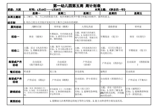 大班第五周计划表