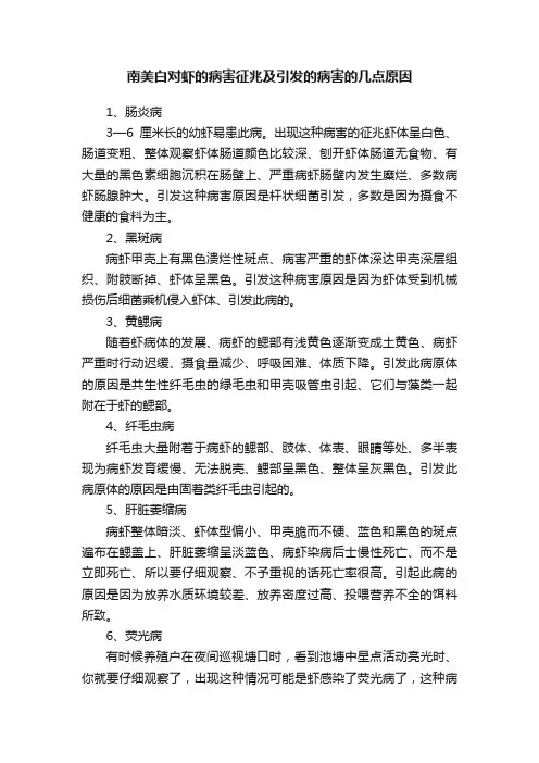 南美白对虾的病害征兆及引发的病害的几点原因