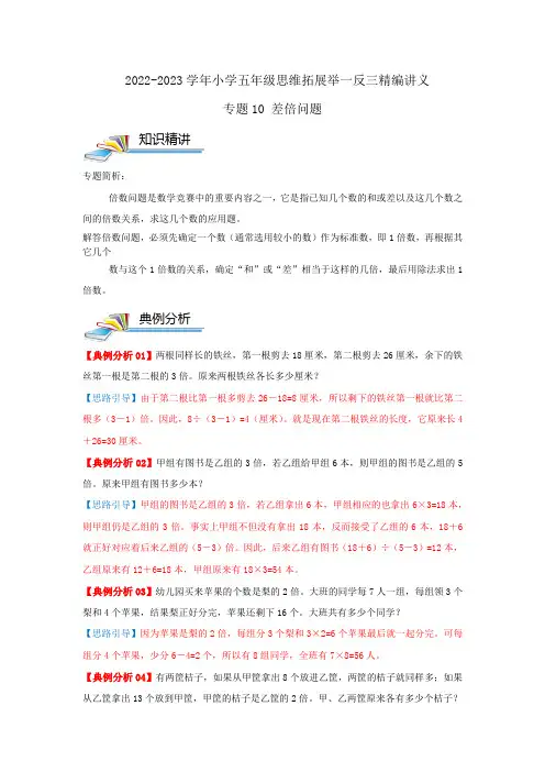 专题10 差倍问题(解析)