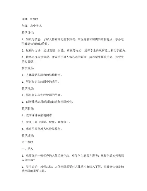 解剖辅助绘画教案模板范文