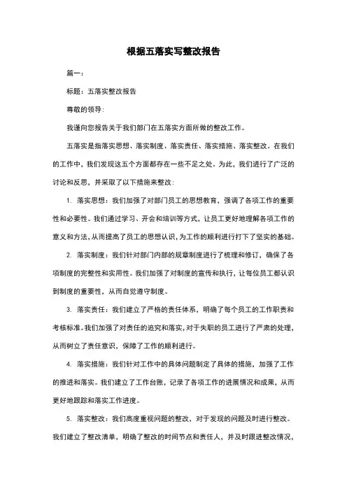 根据五落实写整改报告
