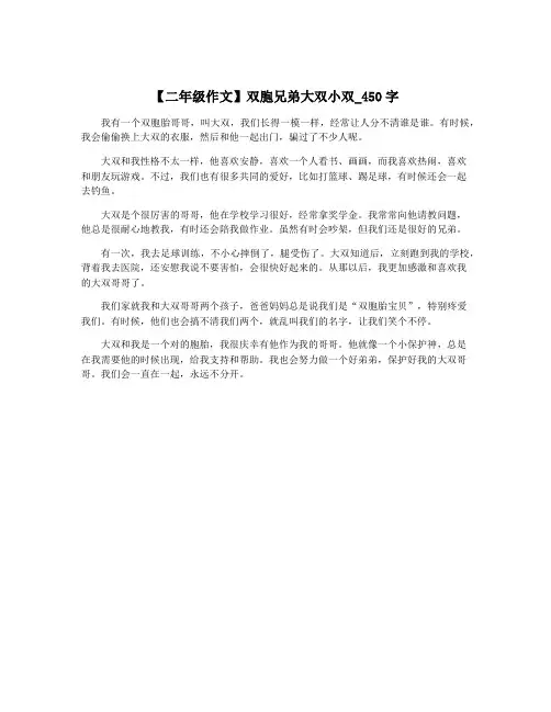 【二年级作文】双胞兄弟大双小双_450字