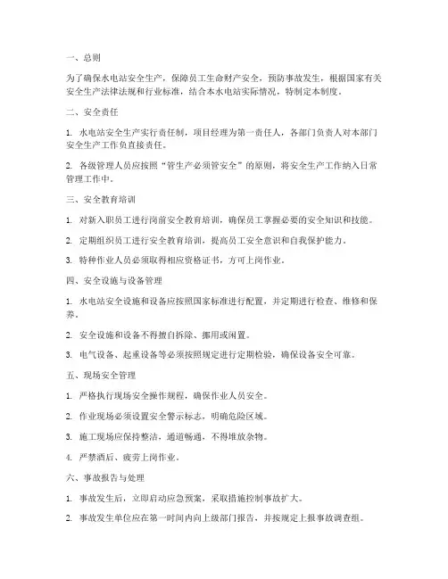 水电站安全管理制度范本