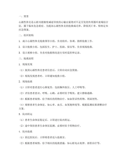 心源性休克抢救应急预案