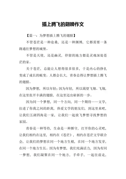 插上腾飞的翅膀作文