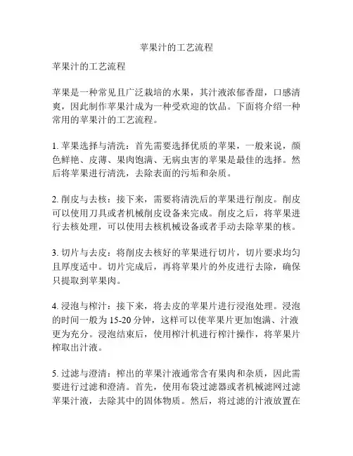 苹果汁的工艺流程