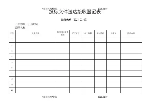 2021年招标代理开标全套表格