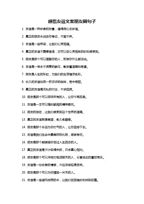 感悟友谊文案朋友圈句子