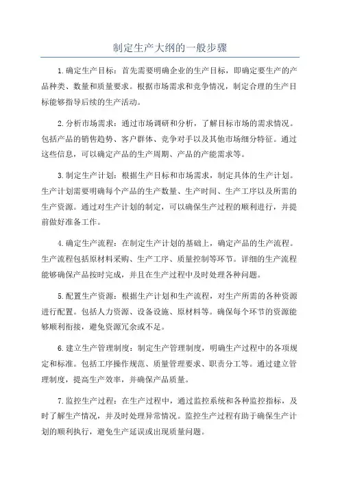 制定生产大纲的一般步骤
