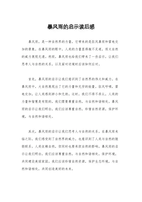 暴风雨的启示读后感