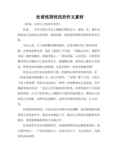 杜甫忧国忧民的作文素材