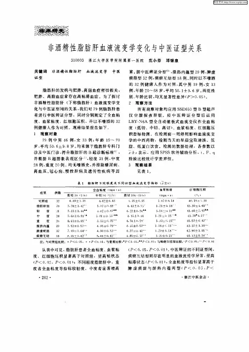 非酒精性脂肪肝血液流变学变化与中医证型关系