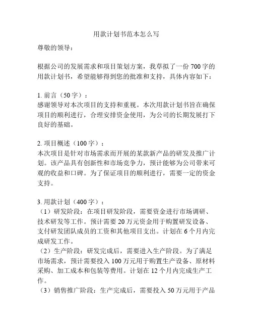 用款计划书范本怎么写