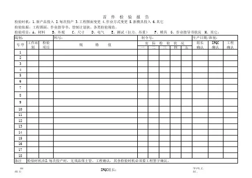 线缆行业首件检验报告样板