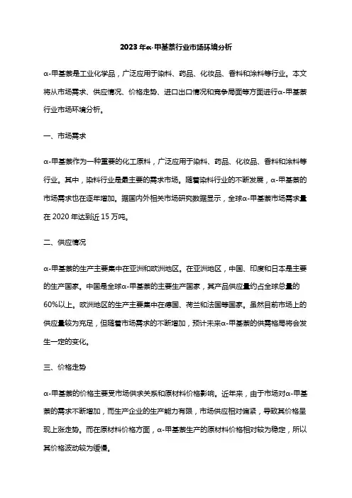 2023年α-甲基萘行业市场环境分析